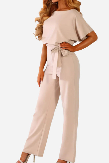 Dames Jumpsuit met Wijde Pijpen - Zwart - 95% Polyester 5% Spandex