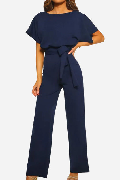 Dames Jumpsuit met Wijde Pijpen - Zwart - 95% Polyester 5% Spandex