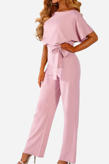 Dames Jumpsuit met Wijde Pijpen - Zwart - 95% Polyester 5% Spandex