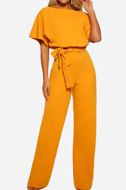 Dames Jumpsuit met Wijde Pijpen - Zwart - 95% Polyester 5% Spandex