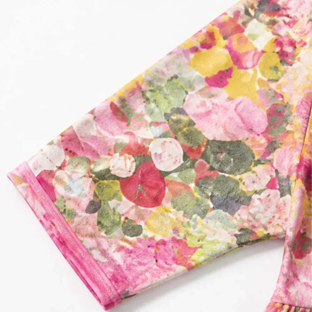 Losse midi-jurk dames met bloemenprint - detailfoto