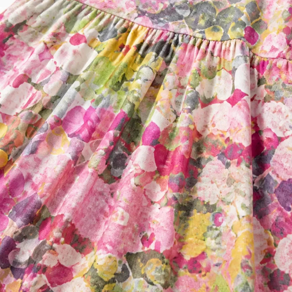 Losse midi-jurk dames met bloemenprint - detailfoto