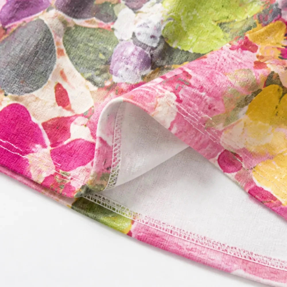 Losse midi-jurk dames met bloemenprint - detailfoto