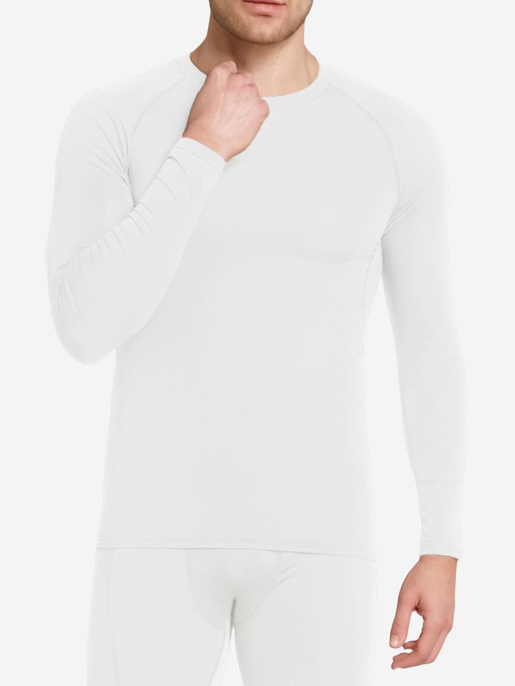 Compressieshirt voor heren met lange mouwen en ronde hals - wit
