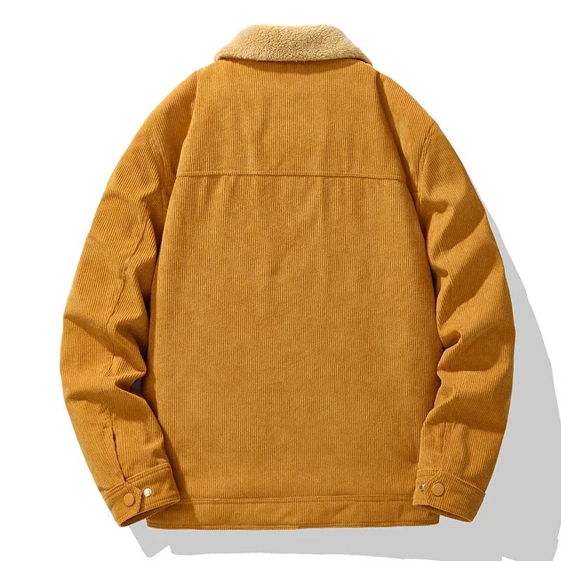 Corduroy herenjack met teddykraag, teddyvoering en borstzakken met drukknopen - beeld 5