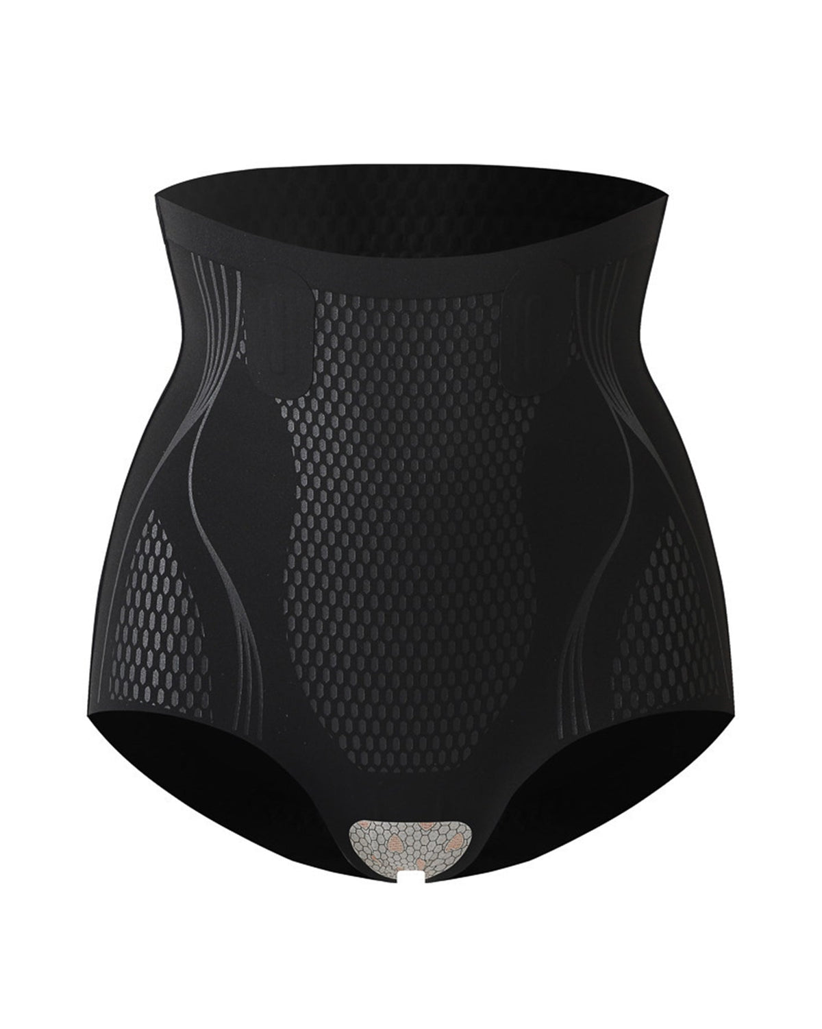Corrigerende slip met hoge taille in naadloos stretchbreisel met honingraatpatroon - zwart