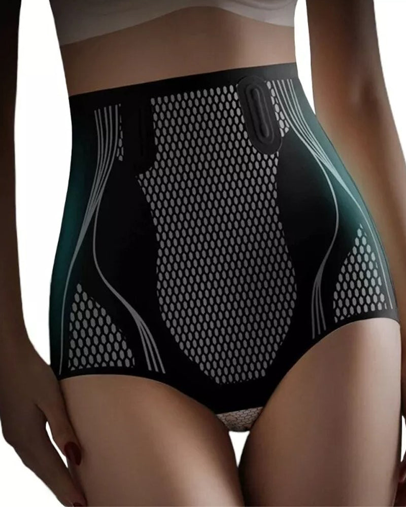 Corrigerende slip met hoge taille in naadloos stretchbreisel met honingraatpatroon