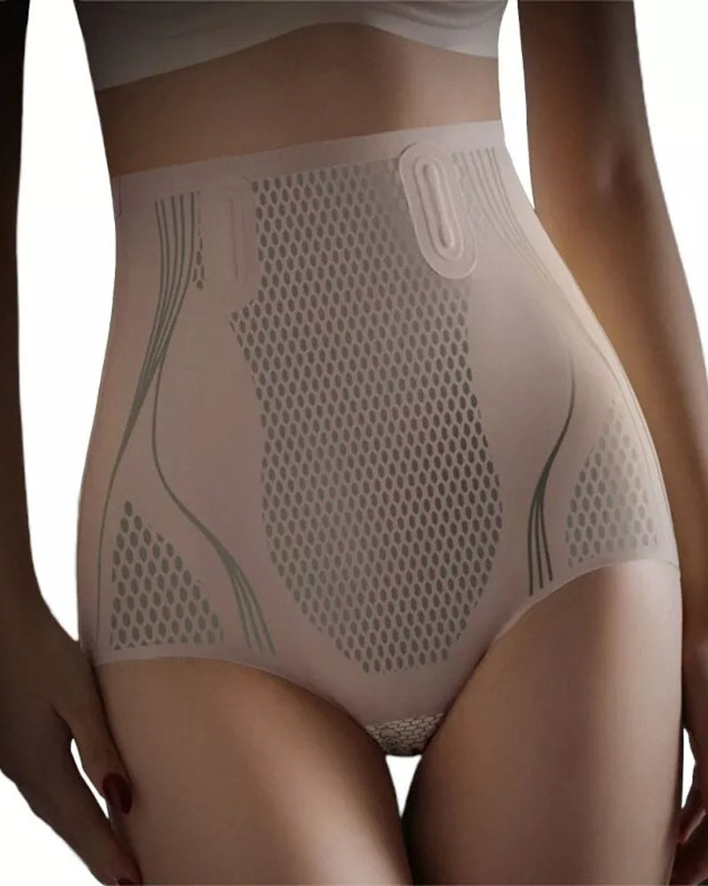 Corrigerende slip met hoge taille in naadloos stretchbreisel met honingraatpatroon