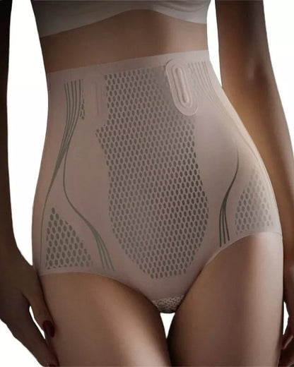 Corrigerende slip met hoge taille in naadloos stretchbreisel met honingraatpatroon