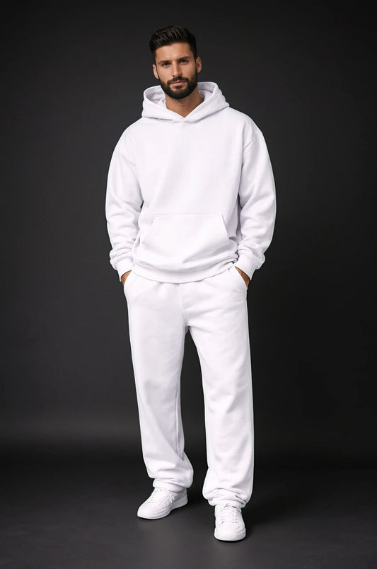 Oversized hoodie met joggingbroek in crèmekleurig katoen