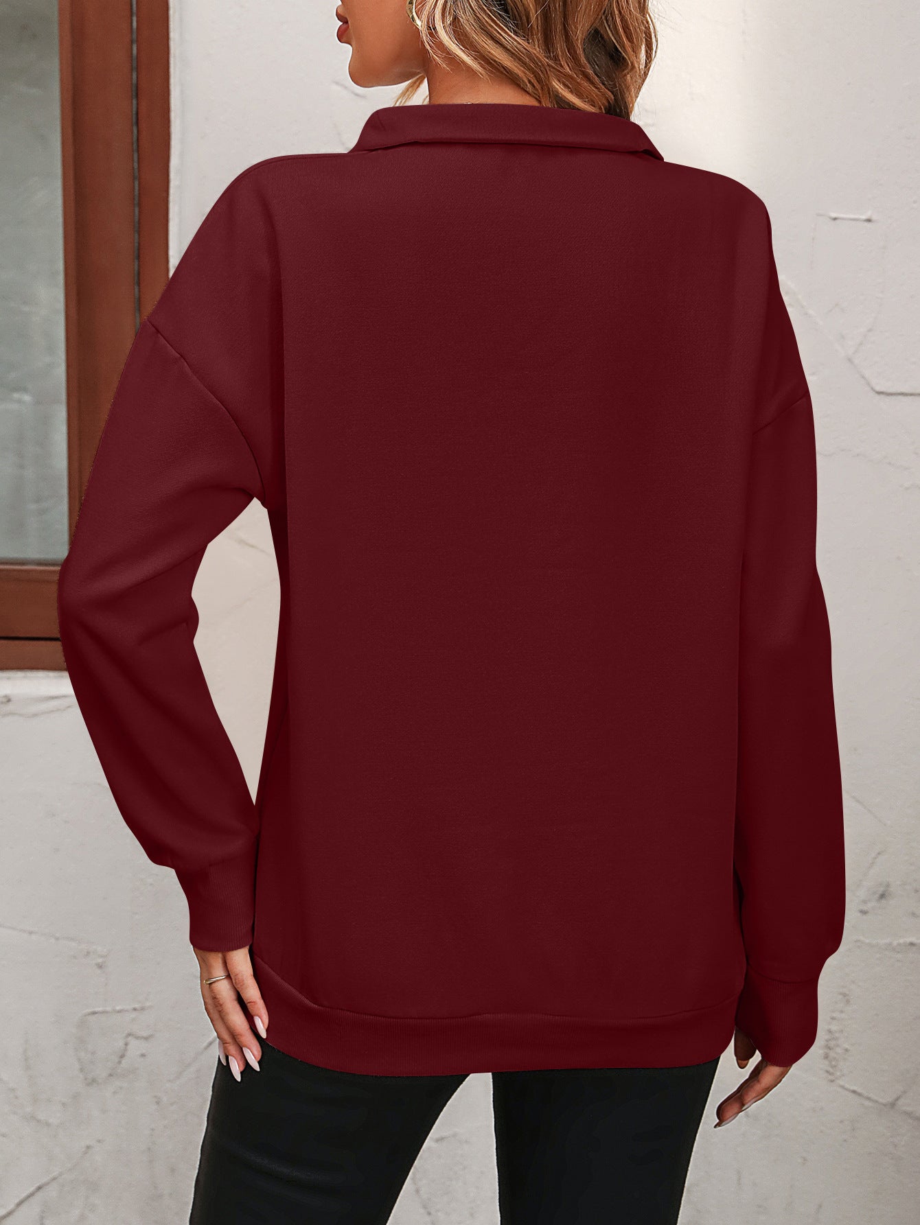 Sweater dames met halve rits - detailfoto