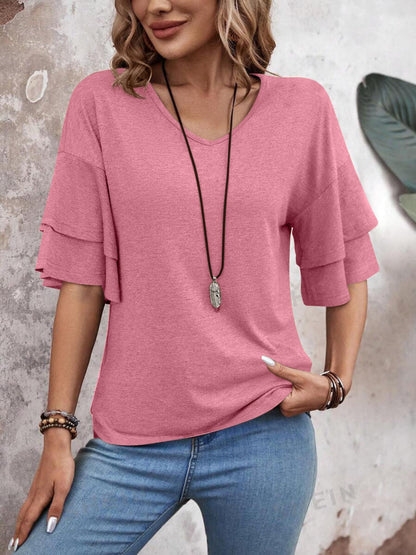 Blouse dames met laagjesmouw - detailfoto