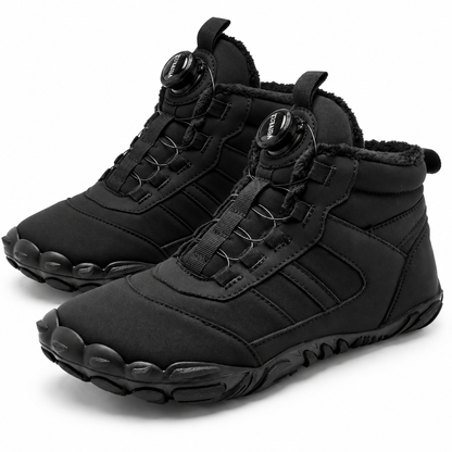 Unisex barefoot snowboots met draaisluiting en brede neus - zwart