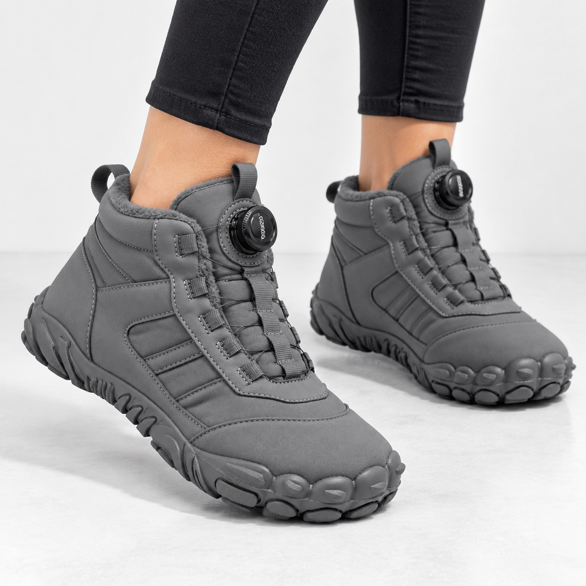 Unisex barefoot snowboots met draaisluiting en brede neus