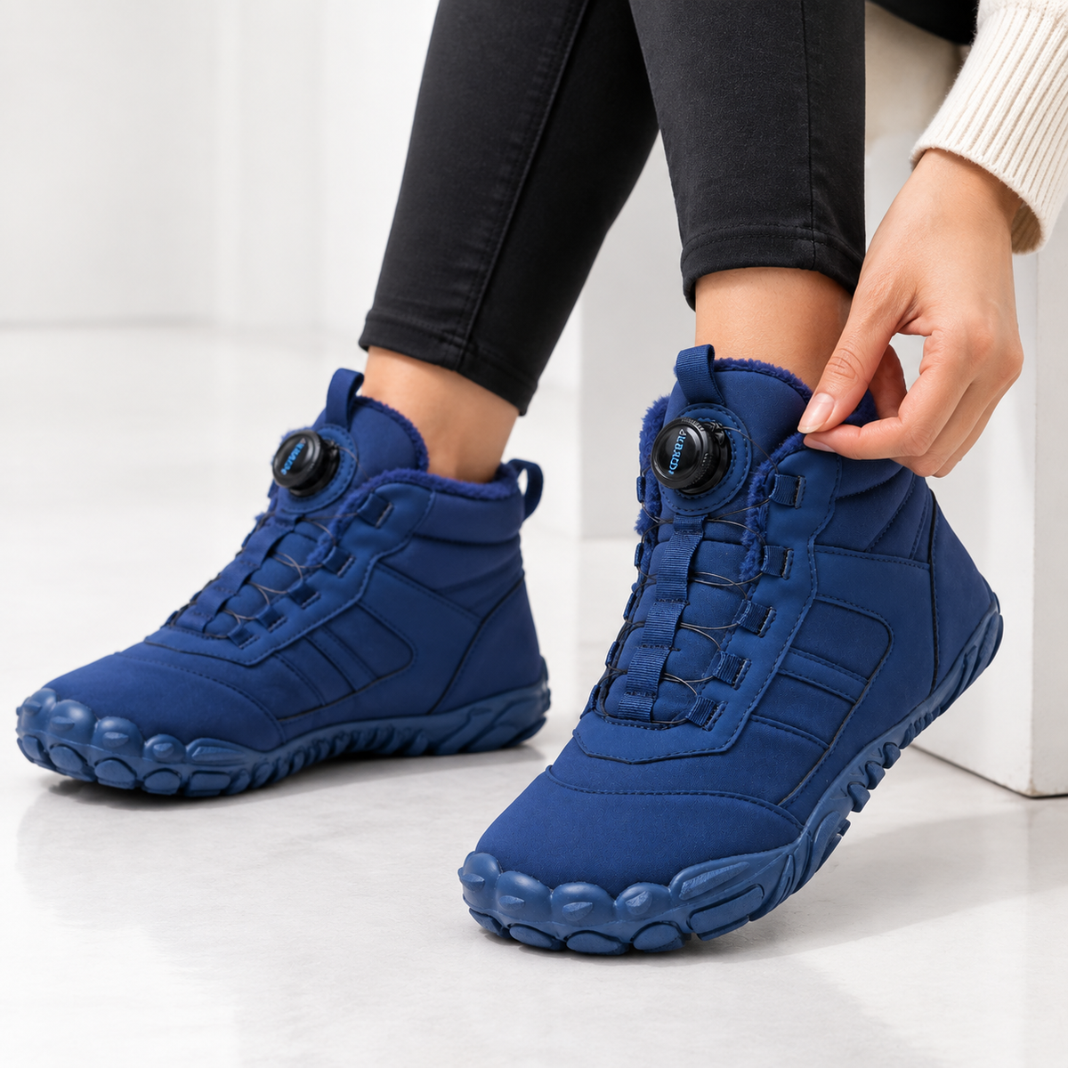 Unisex barefoot snowboots met draaisluiting en brede neus