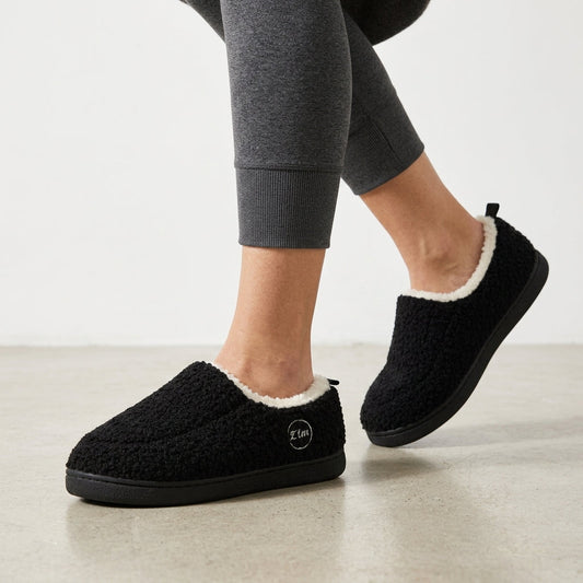 Unisex teddy sloffen in loafervorm met fleecekraag en hiellusje