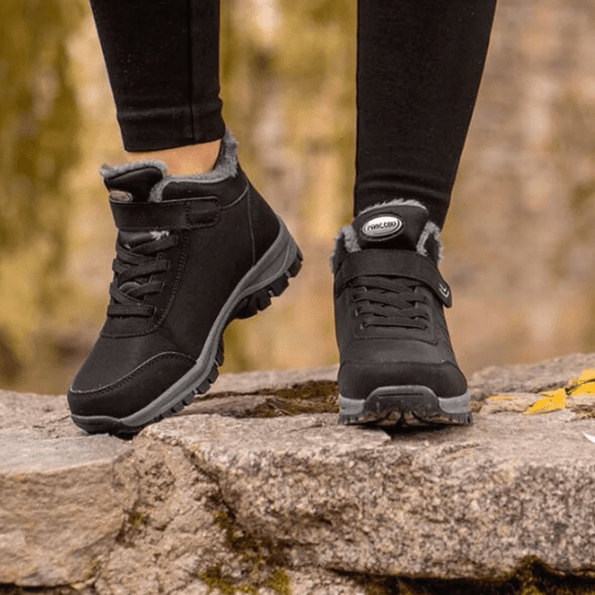 Unisex winterlaarzen met klittenband over de veter en bontvoering
