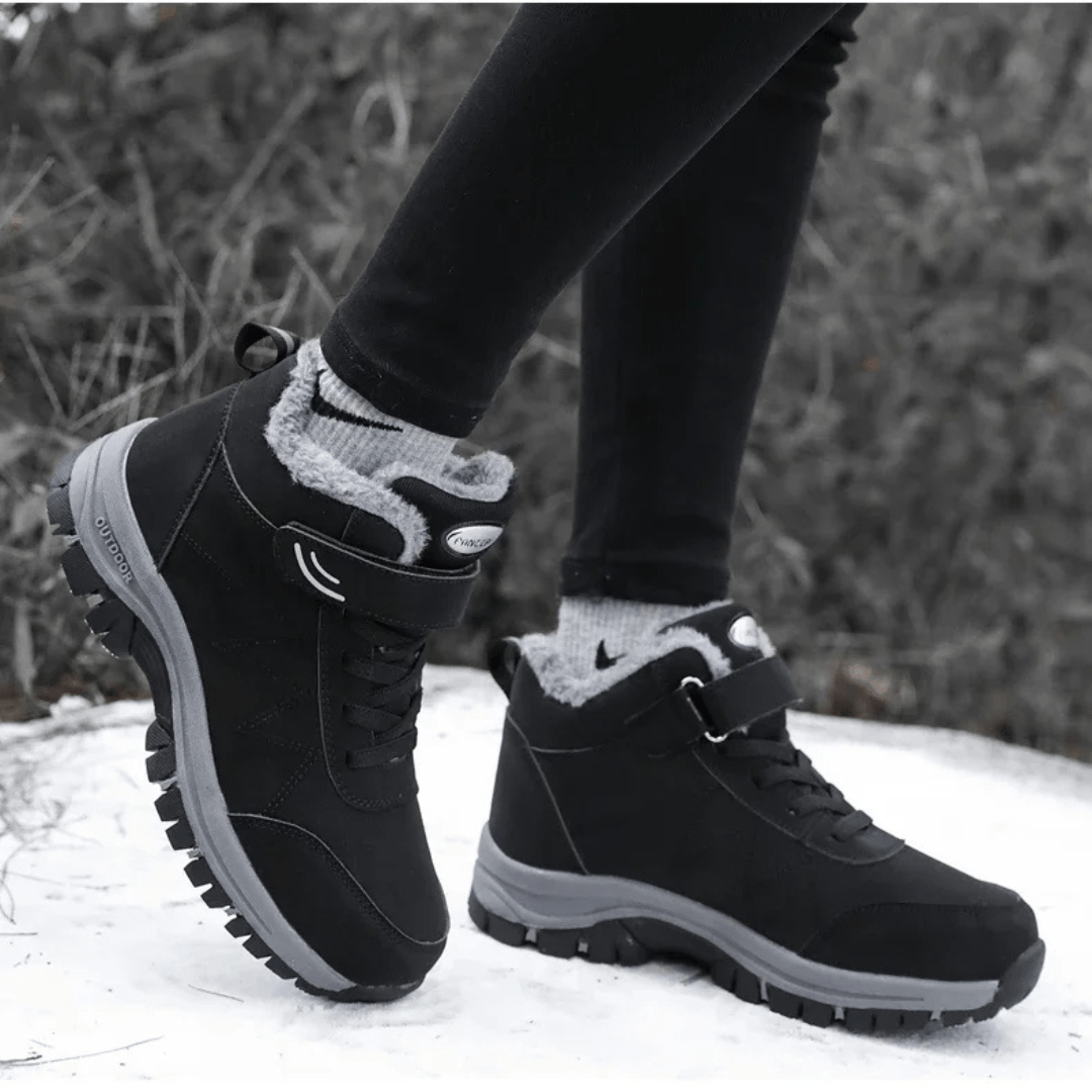Unisex winterlaarzen met klittenband over de veter en bontvoering