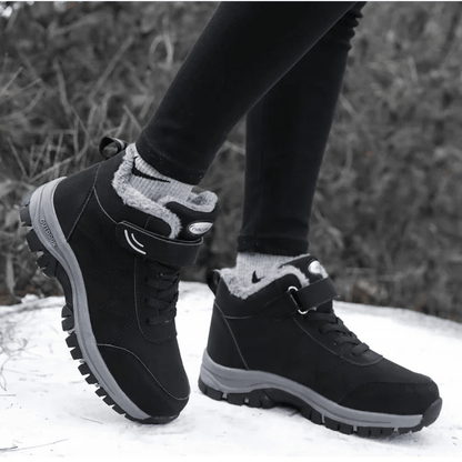 Unisex winterlaarzen met klittenband over de veter en bontvoering