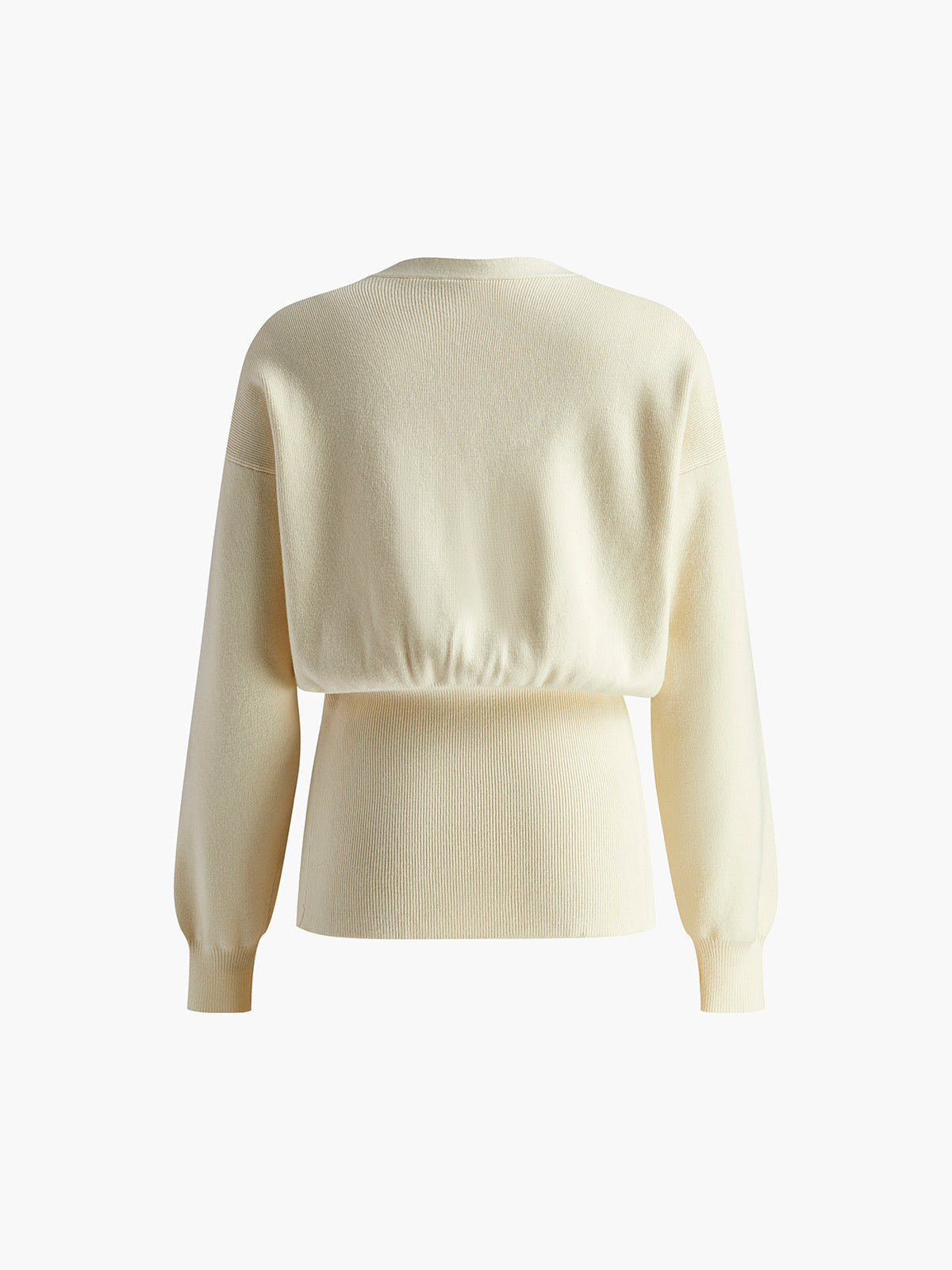 Damesvest met diepe V-hals en één goudkleurige knoop in de taille - crème