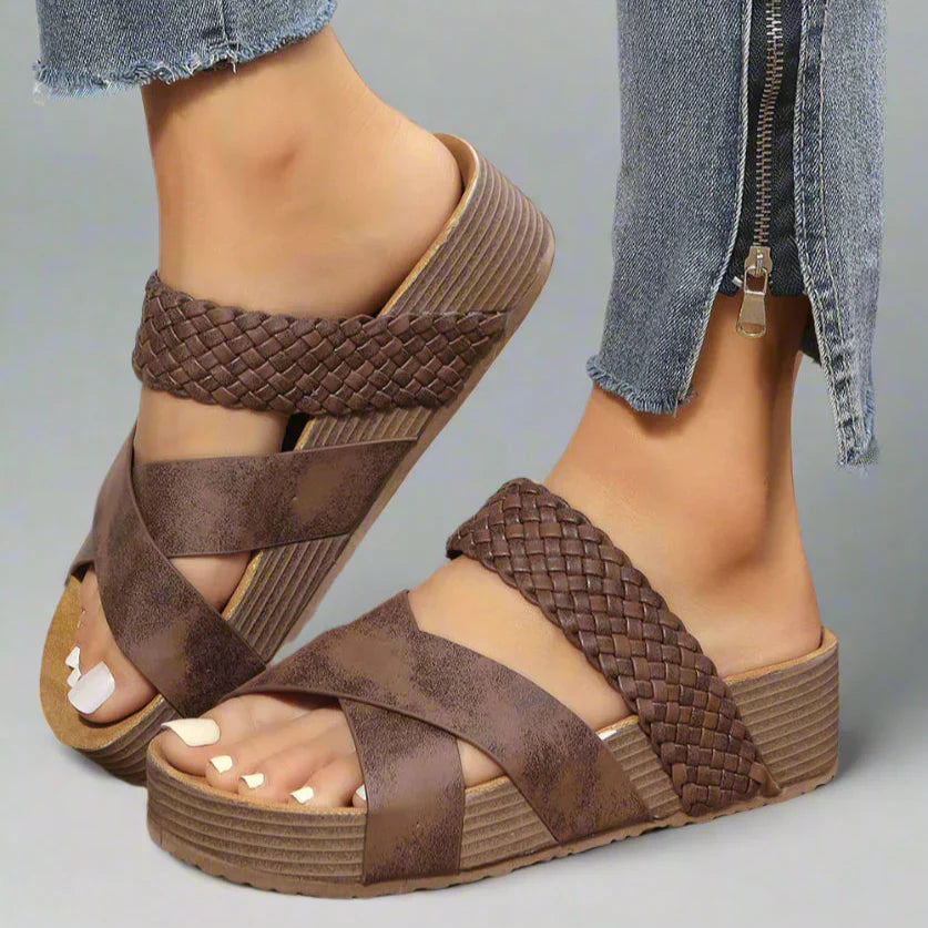 Orthopedische sandalen dames bruin voetbed comfort zomersandalen
