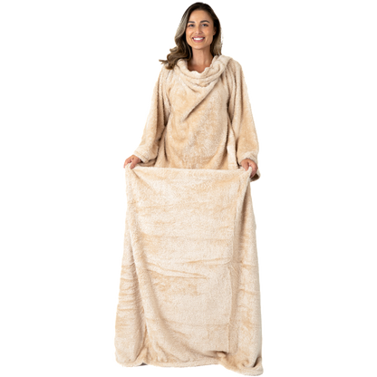 Beige Deken met Mouwen en Sherpavoering
