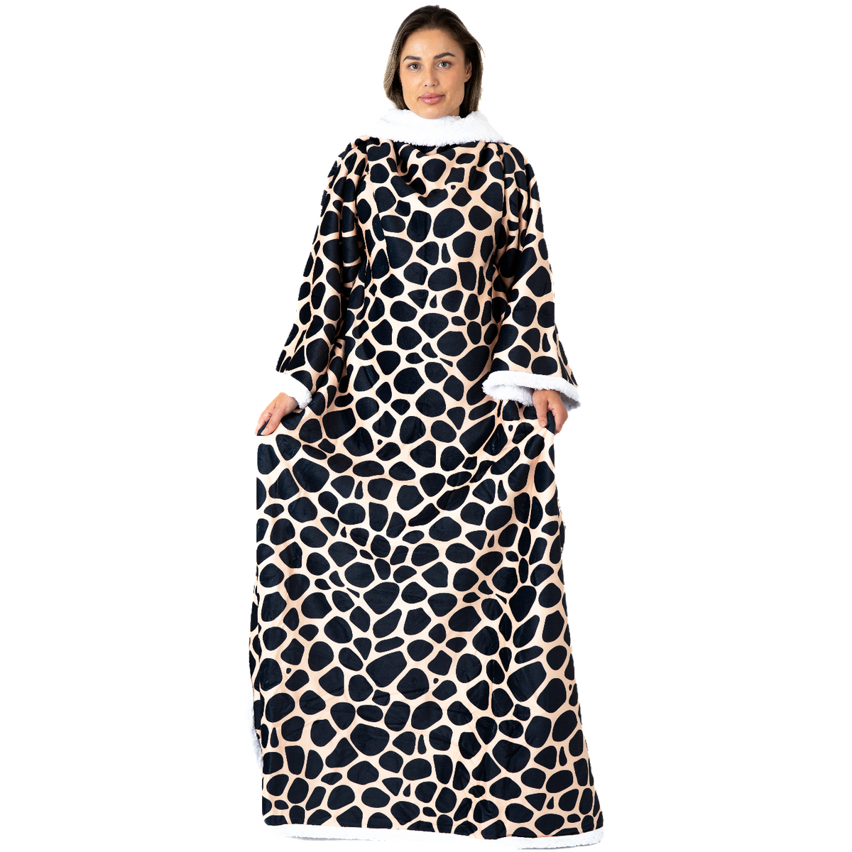 Giraffeprint Deken met Mouwen en Sherpavoering