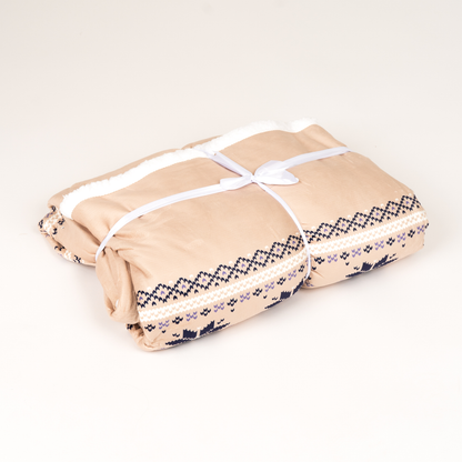Beige Deken met Mouwen, Noors Patroon en Sherpa