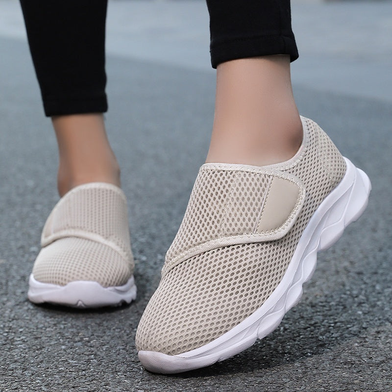 Diabetesschoenen voor dames van mesh met brede klittenbandklep en witte of zwarte zool - beeld 7
