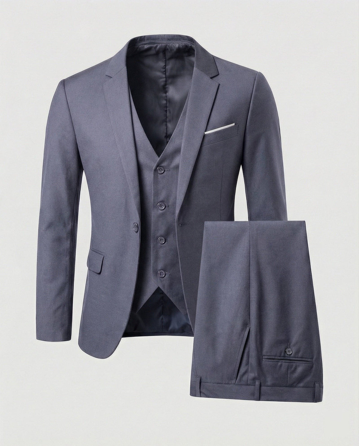 Driedelig herenkostuum met colbert, gilet en pantalon - grijs