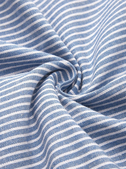 Gestreepte midi jurk dames met decoratieve knoopdetails - foto 3