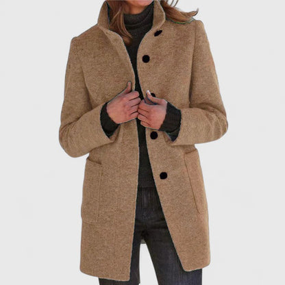Mantel Jas Dames van Wol – Elegante Lange Winterjas met Knopen in Meerdere Kleuren