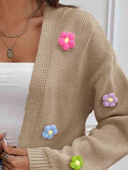 Vest dames met gehaakte bloemen - detailfoto