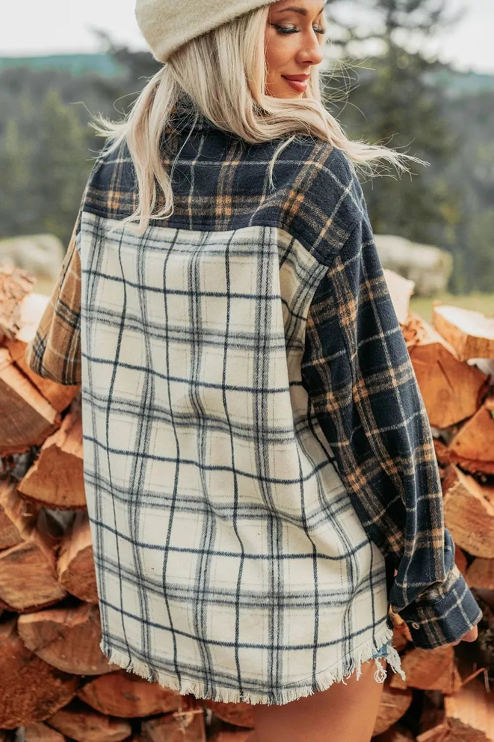 Overshirt dames met ruit - detailfoto