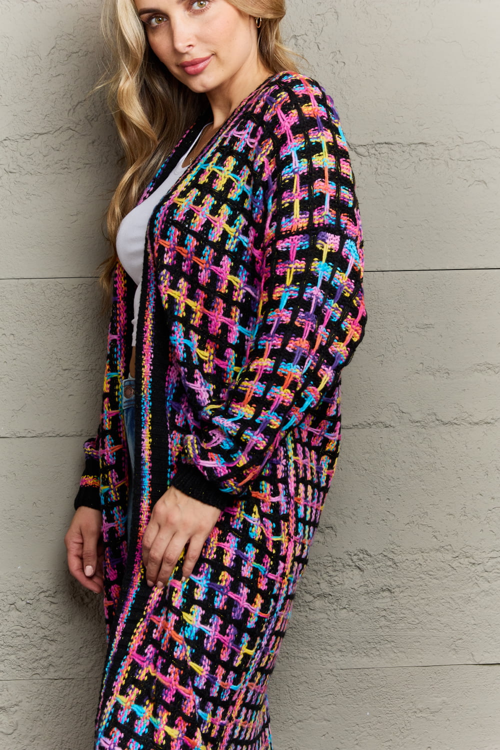 Lang vest dames met franjes - detailfoto