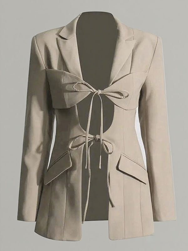 Blazer dames met striksluiting onder de borst, revers en kleppenzakken