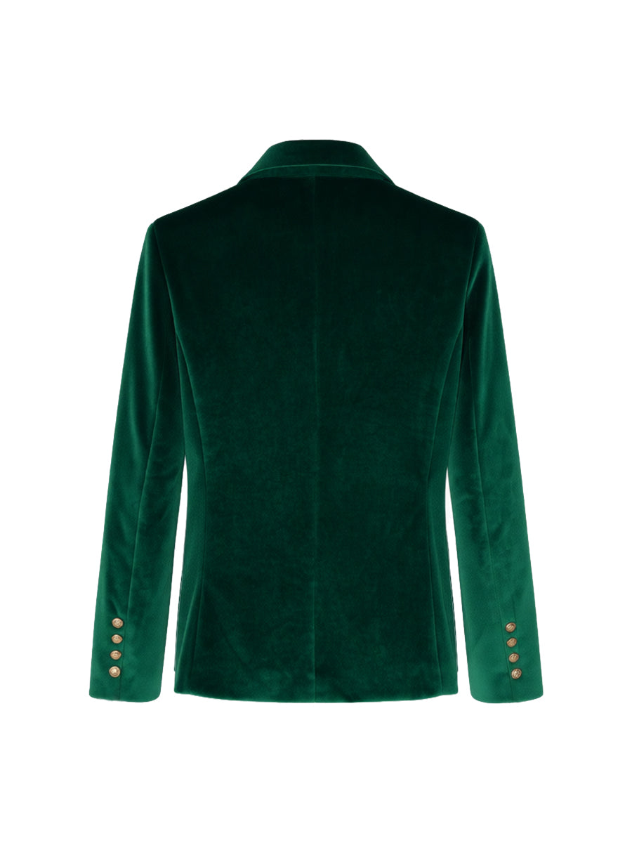 Getailleerde fluwelen blazer dames met puntrevers en één knoop