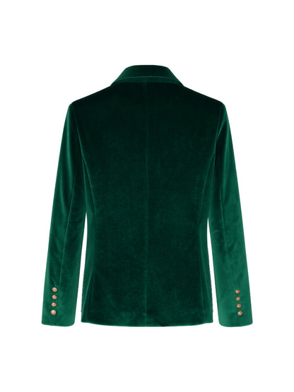 Getailleerde fluwelen blazer dames met puntrevers en één knoop