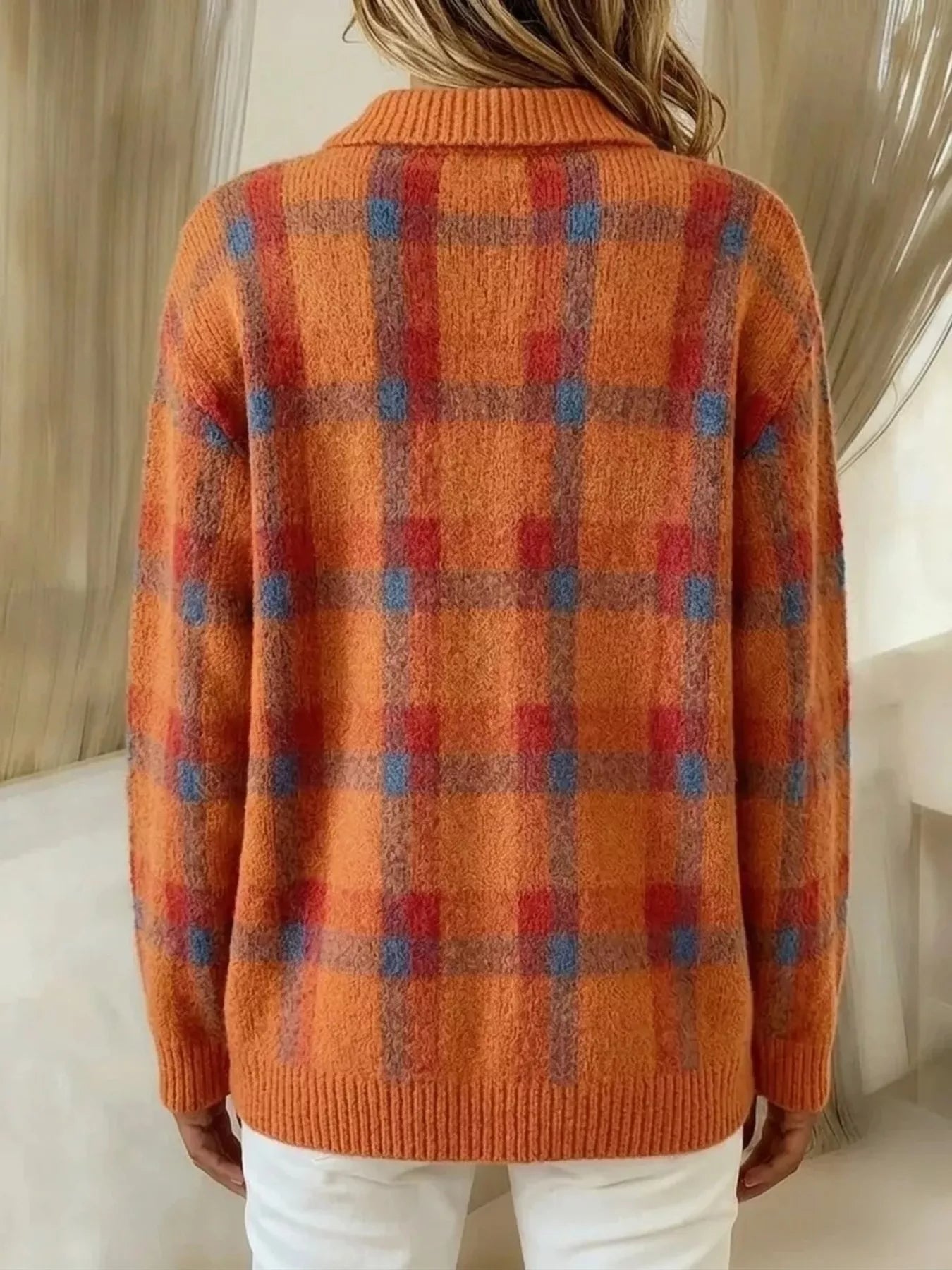 Geruit vest dames met kraag - detailfoto