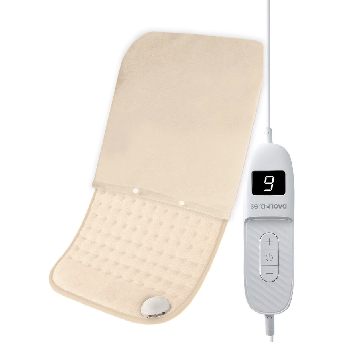 Elektrisch warmtekussen XL met afneembare hoes en bediening met display - zandbeige