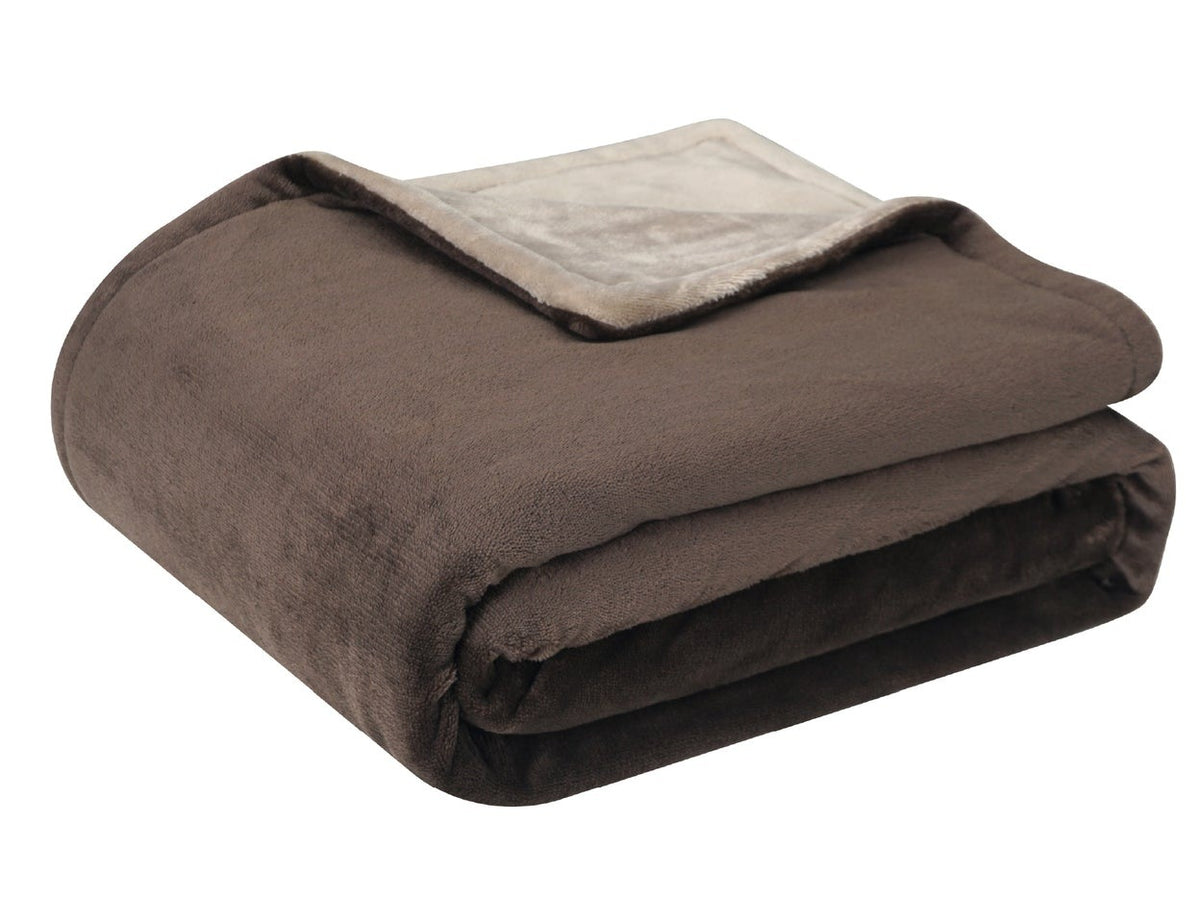 Elektrische deken van 160 x 120 cm in dubbelzijdig fleece - mokkabruin