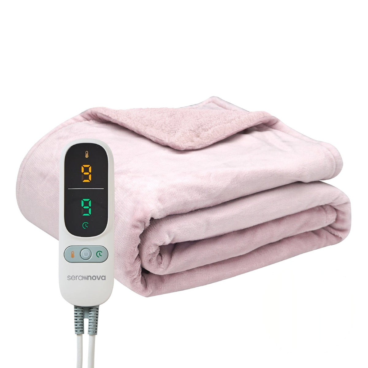 Elektrische deken 180 x 160 cm met extra warmtedraden en bediening met display - oudroze