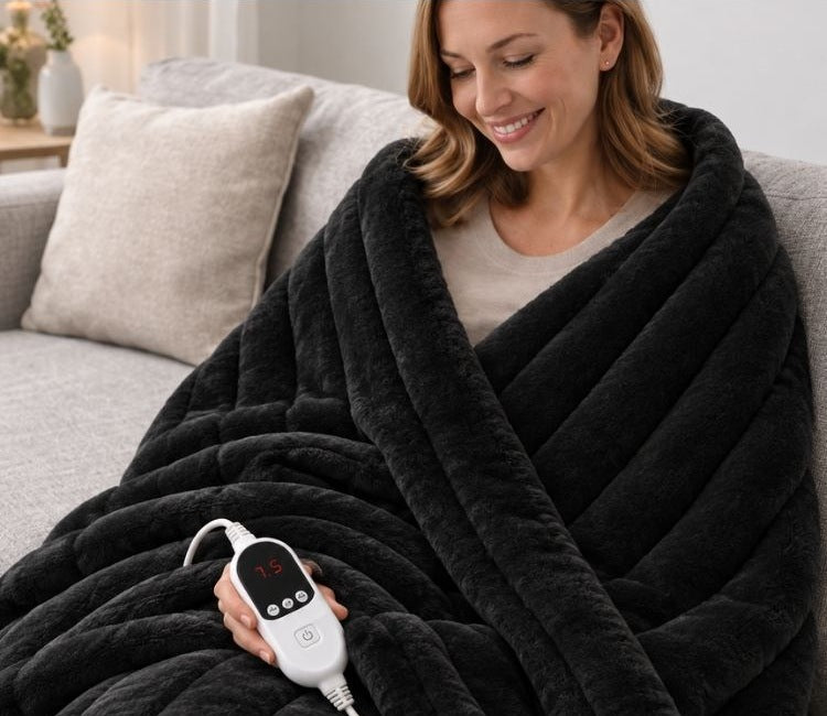 Elektrische deken van fleece met bediening aan het snoer - beeld 2