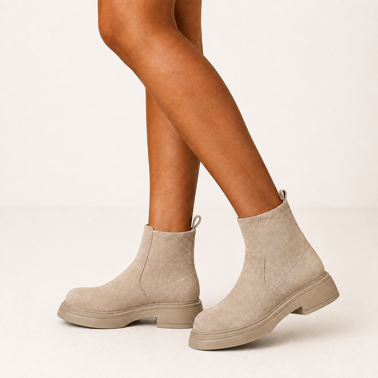Enkellaarsjes voor dames in suède look met stevige zool