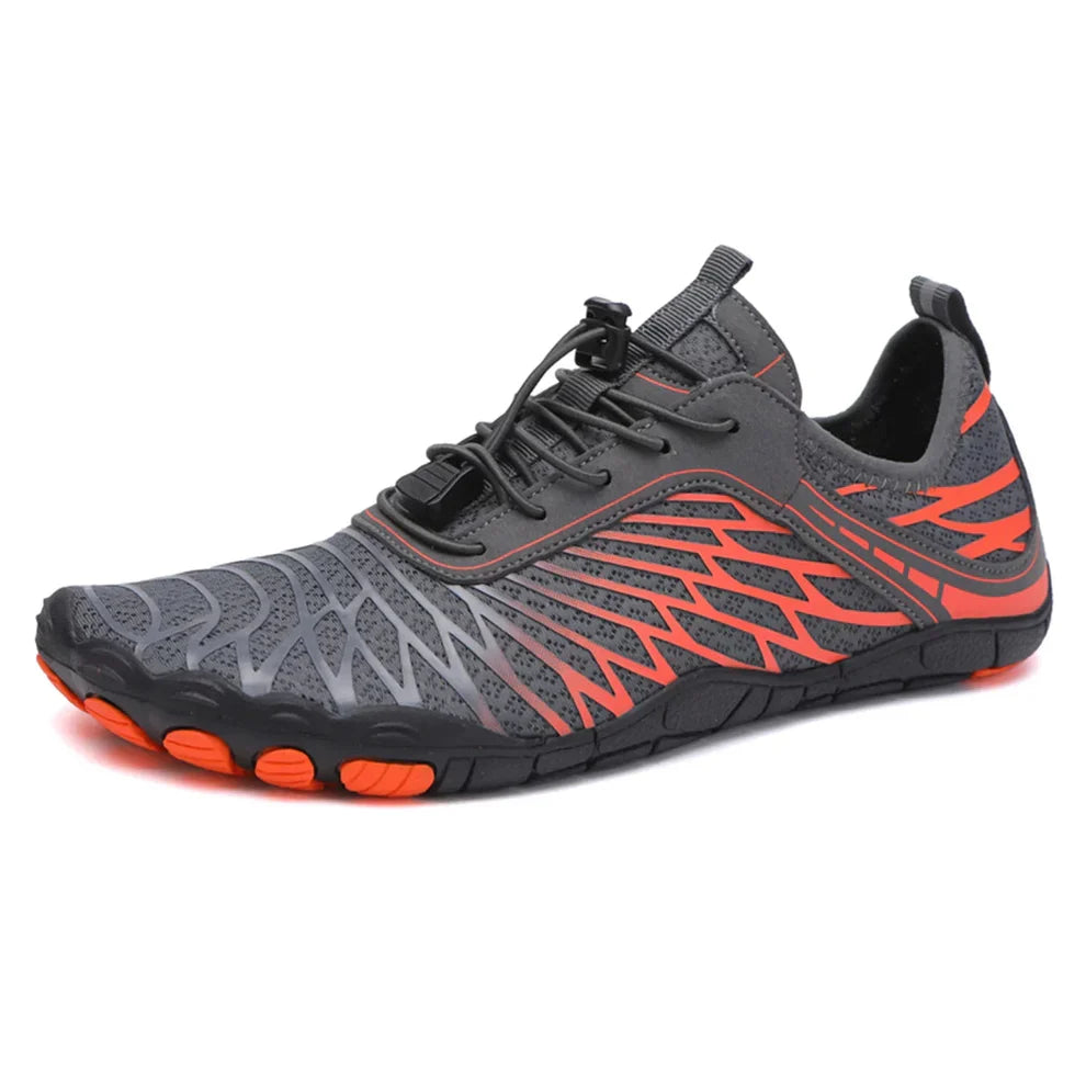 Ergonomische barefootschoenen met brede teenbox en snelveter