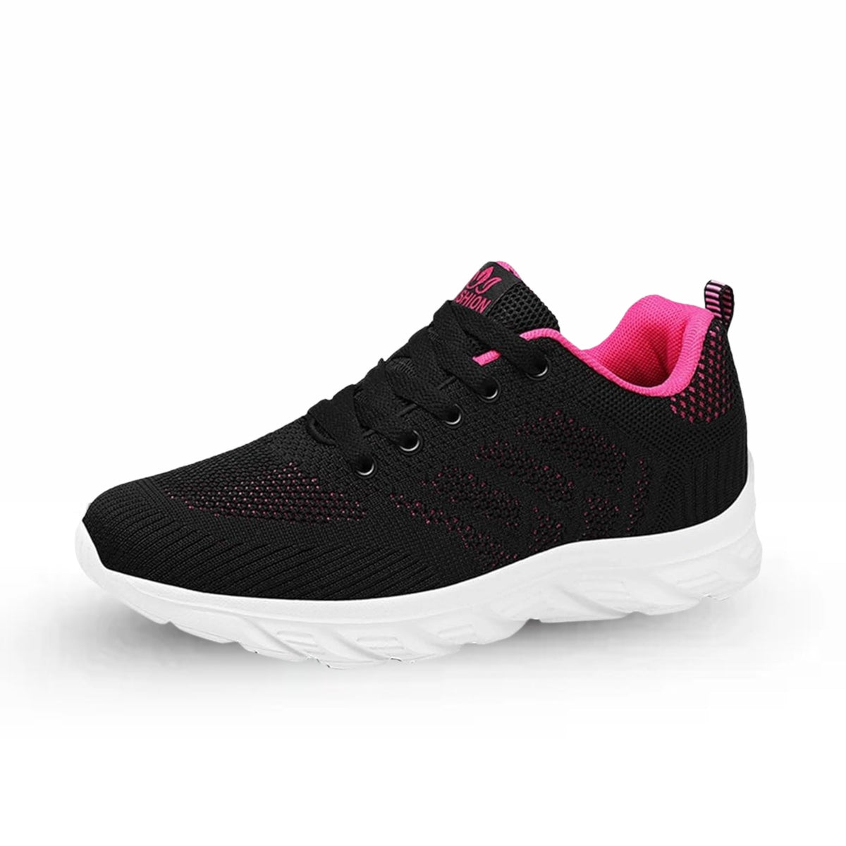 Ergonomische damessneakers met gebreid bovenwerk en dikke witte zool