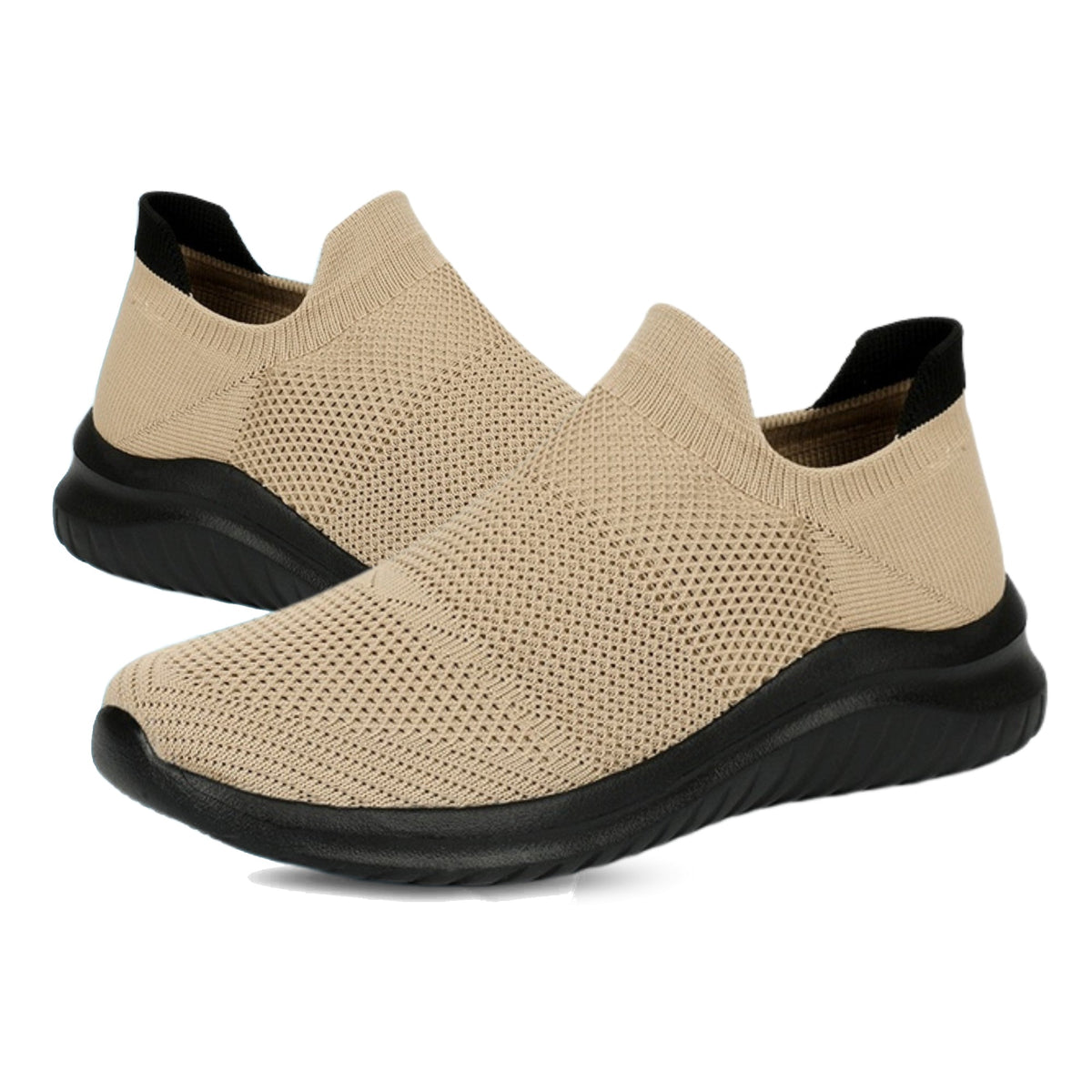 Ergonomische gebreide instapsneakers zonder veters met dikke zool