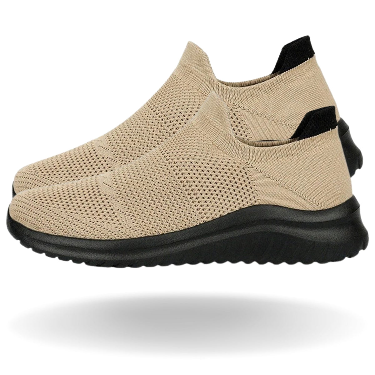 Ergonomische gebreide instapsneakers zonder veters met dikke zool