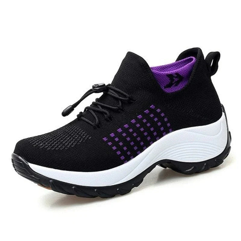 Ergonomische instapsneakers voor dames met snelveter en dikke zool