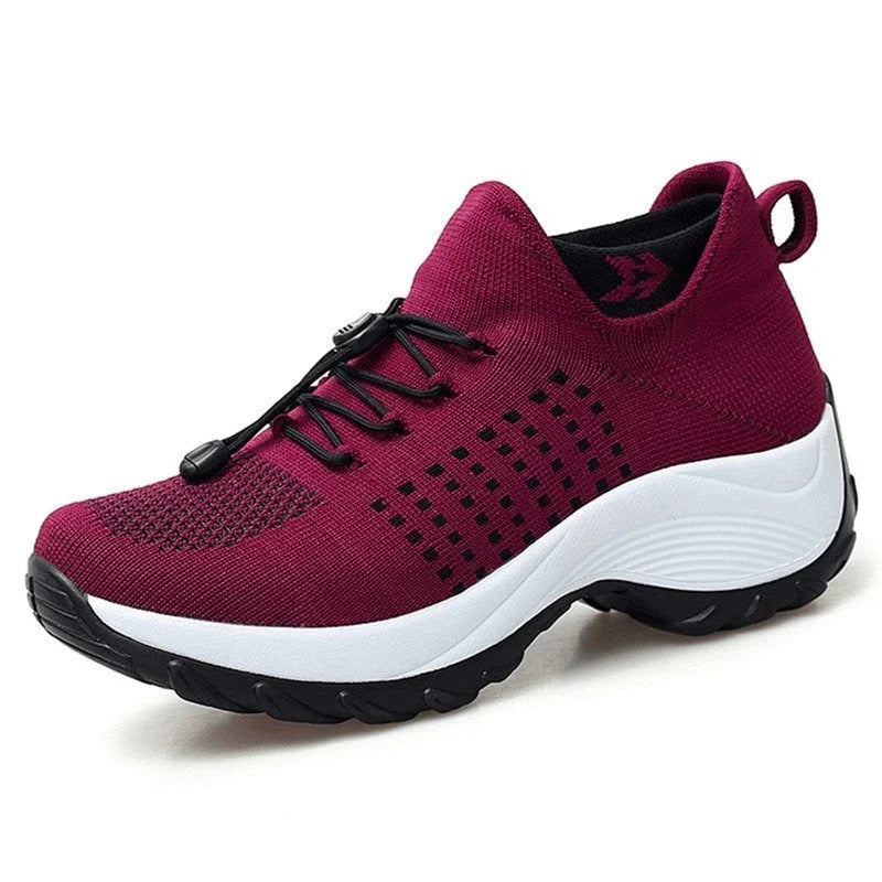 Ergonomische instapsneakers voor dames met snelveter en dikke zool